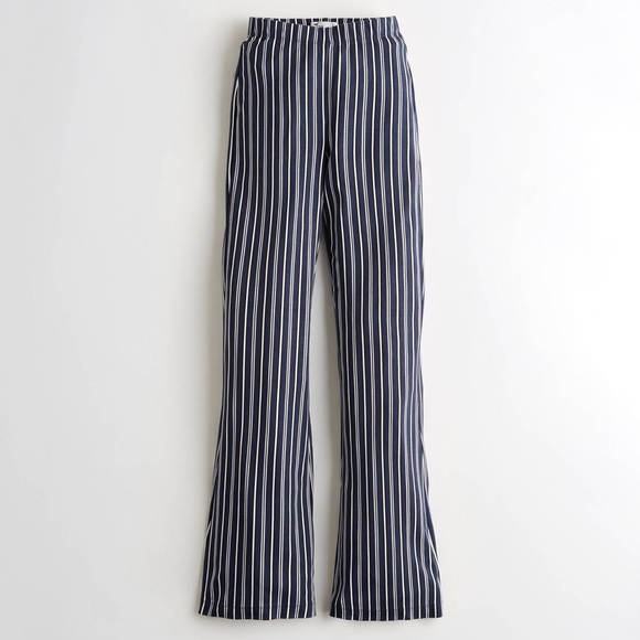 Hollister Navy Blue Stripe Flare Pants - Picture 1 of 7